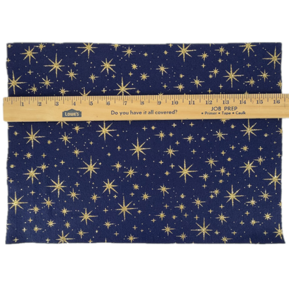 Gold Star Night on Blue Pattern Felt Sheet 16x12 Craft Projects Glitter Sewing - Picture 2 of 6